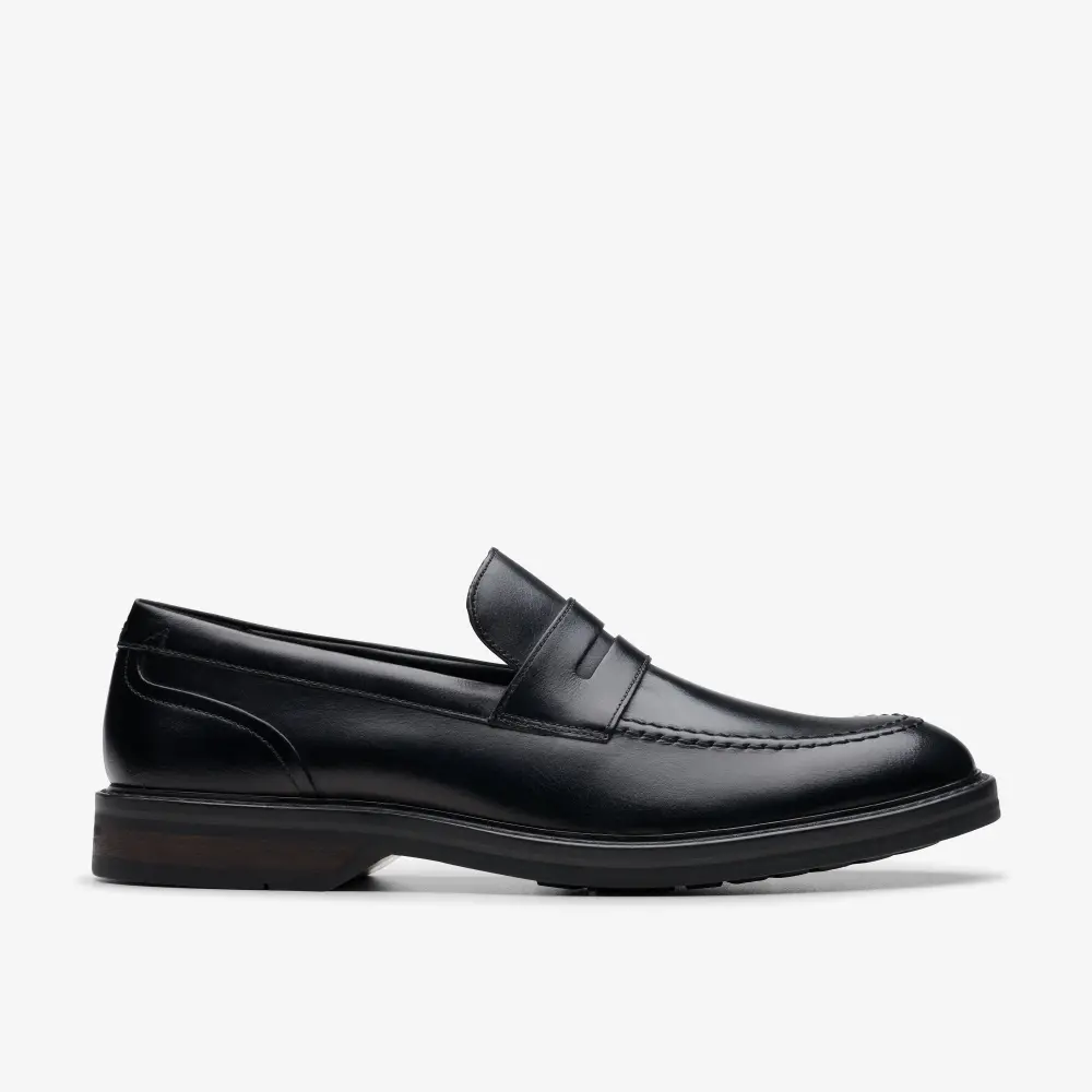 Mens Aldwin Step Black Leather Loafer Shoes online