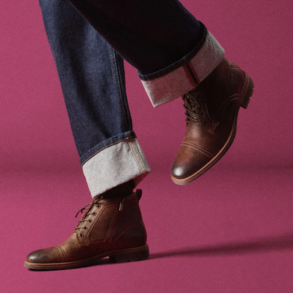 Mens Emmet Zip Brown Distressed Boots online