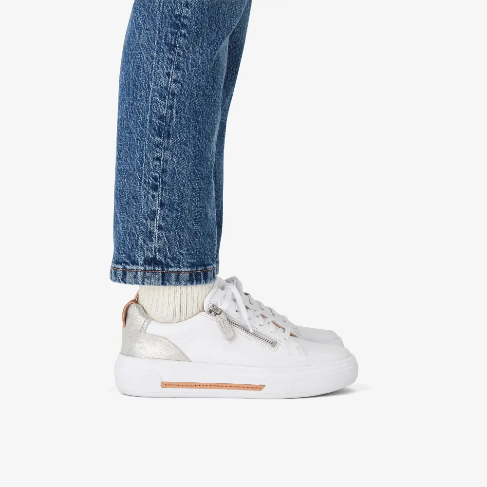 Womens Hollyhock Zip Silver Leather Sneakers online