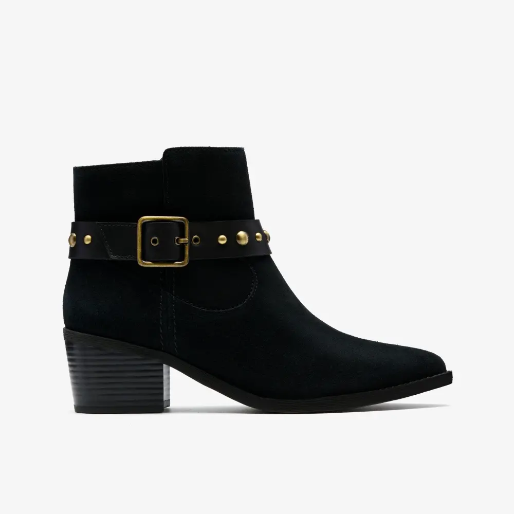 Womens Morzine Buckle Black Suede Ankle Boots online